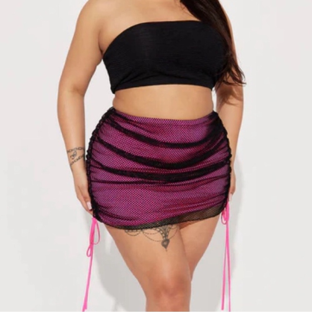 Fashion Nova Pink Ruched Side Mini Skirt